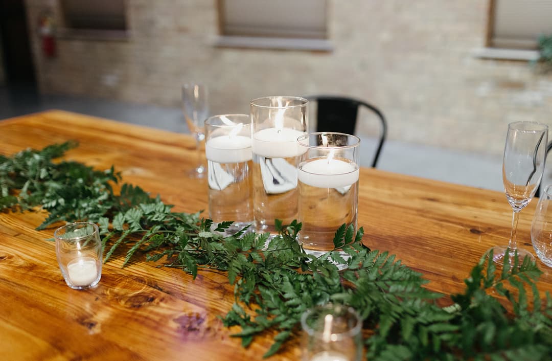 table with candles